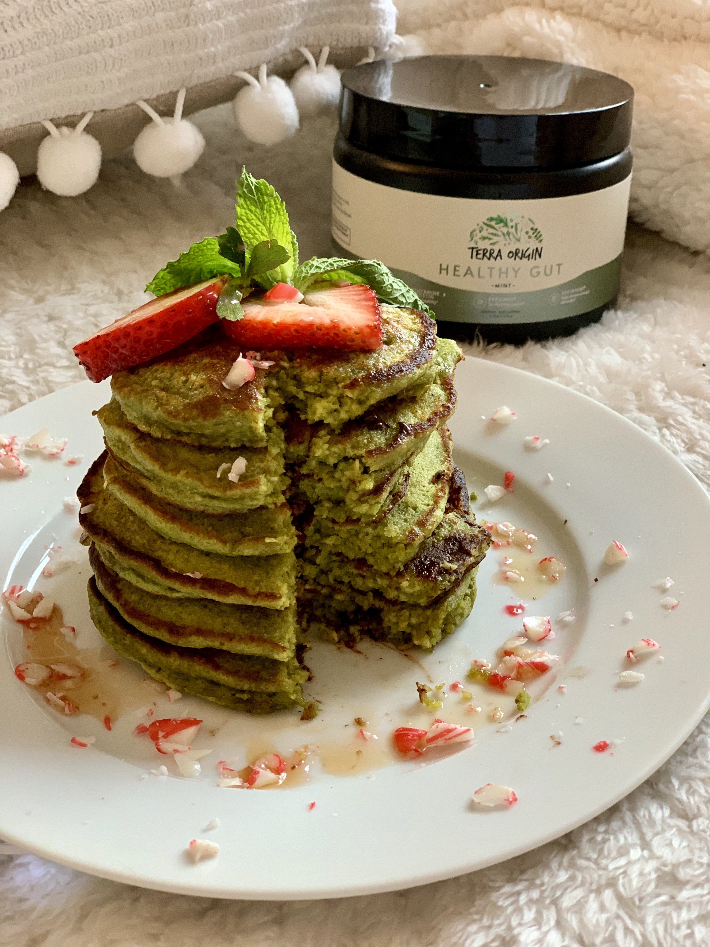 Mint Chocolate Chip Pancakes by Headstands & Heels