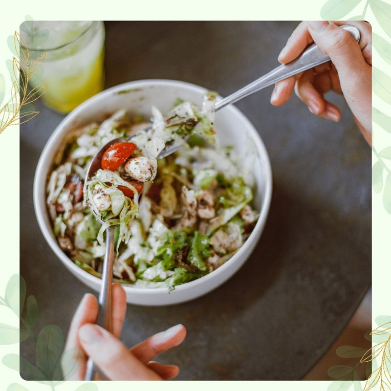 a person eating a healthy bowl of food