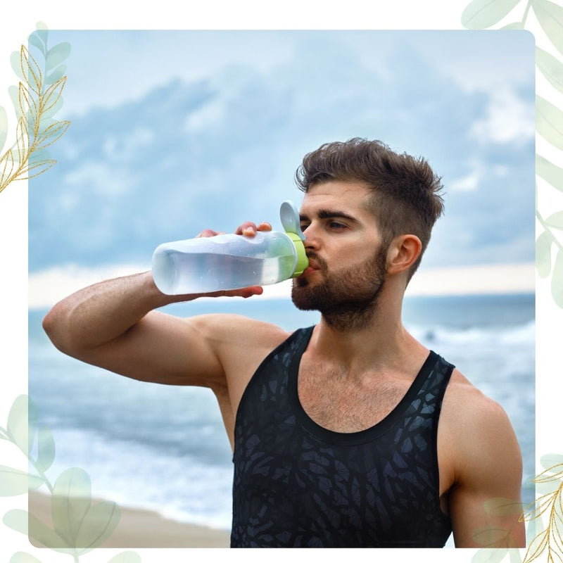 a man drinking water